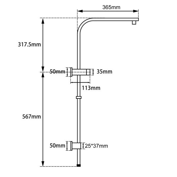 Aquaperla Chrome Square Shower Station without Shower Head and Handheld Shower - Image 2