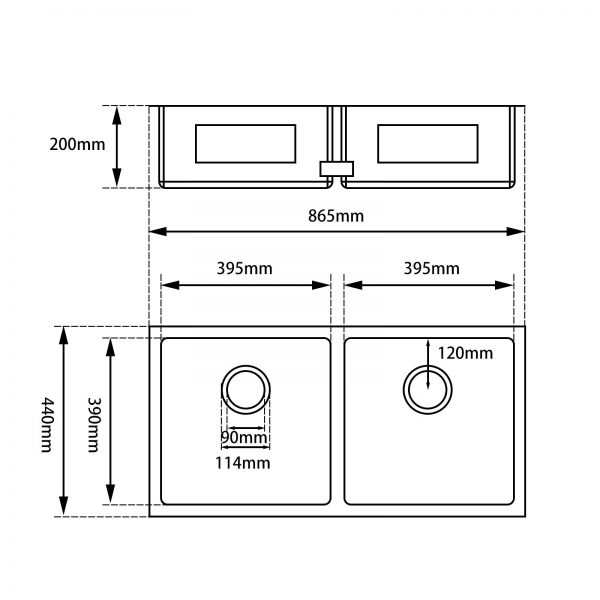 Aquaperla Handmade Double Bowls Top/Undermount Kitchen Sink Round Corner - Image 2