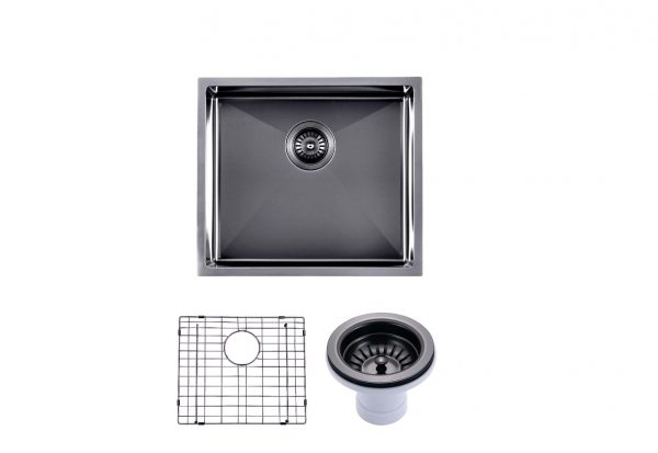 Aquaperla Gun Metal Grey Handmade Top/Undermount Single Bowl Kitchen/Laundry Sink - Image 4