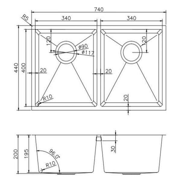 Aquaperla Handmade Double Bowls Top/Undermount Kitchen/Laundry Sink - Image 2