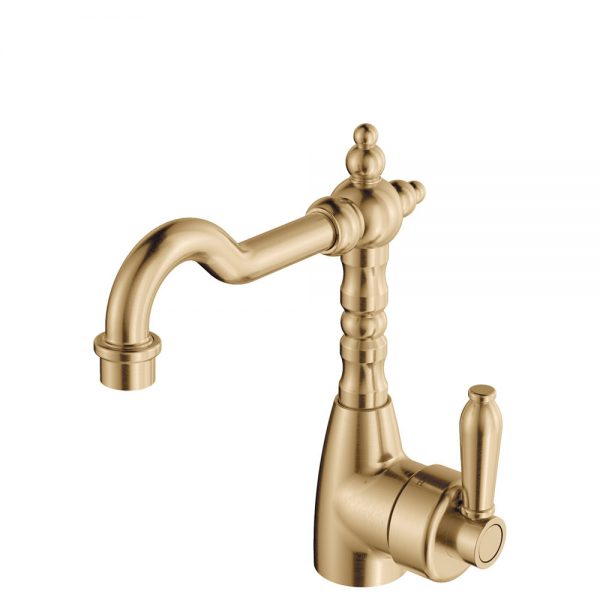 Fienza Eleanor Shepherds Crook Basin Mixer, Urban Brass / Urban Brass