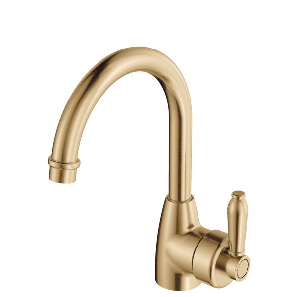 Fienza Eleanor Gooseneck Basin Mixer, Urban Brass / Urban Brass