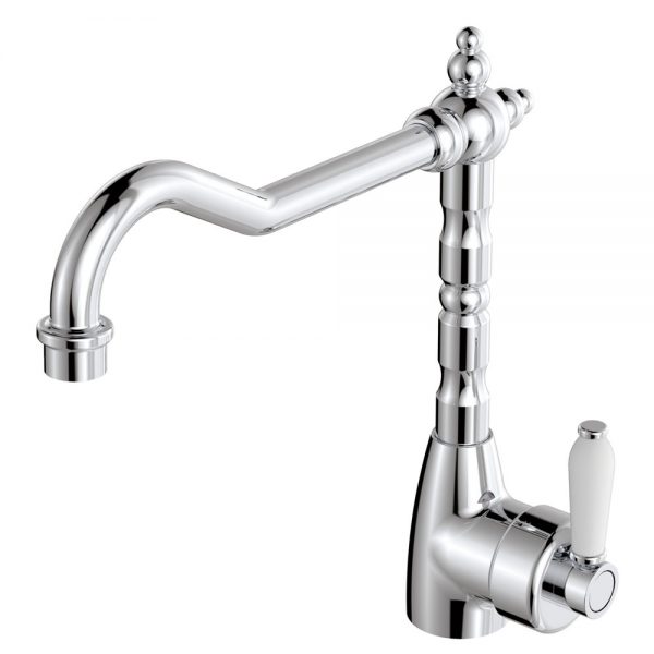 Fienza Eleanor Shepherds Crook Sink Mixer, Chrome / Ceramic