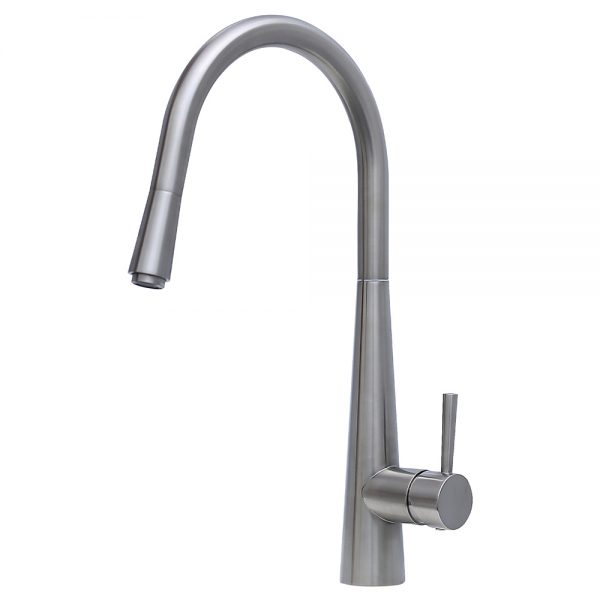 Fienza Isabella Deluxe Gooseneck Pull-Out Kitchen Mixer, Brushed Nickel