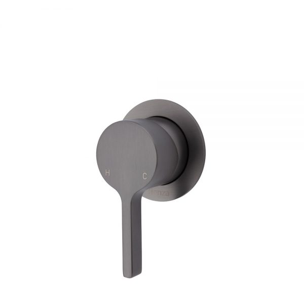 Fienza Sansa Wall Mixer, Gun Metal, Small Round Plate