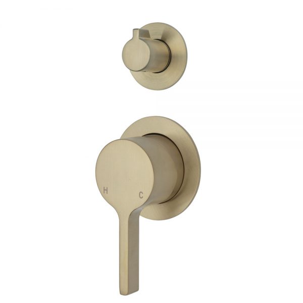 Fienza Sansa Wall Diverter Mixer, Urban Brass, Small Round Plates