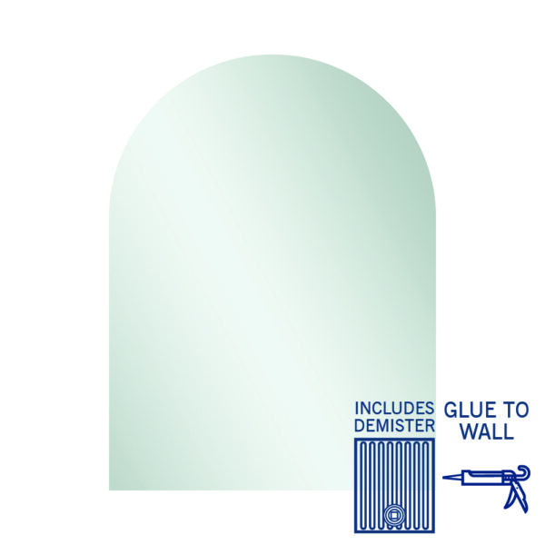 AC7510GTD Church Shape Polished Edge Mirror Glue-to-Wall including demister