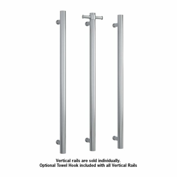 VS900HBR Brushed Round Vertical Single Heated Towel Rail